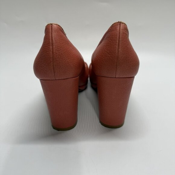 Fossil Women's Leather‎ Heels Size 9 Coral Buckle Toe Block Heel Retro Style - Picture 7 of 15